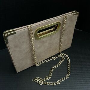 Contemporary clutch with gold chain strap new